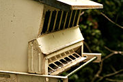 An empty bird-seed dispenser